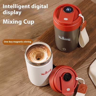 Copo Misturador Inteligente Display de Temperatura Aço Inoxidável Totalmente Automático Agitação por Força Magnética Recarregável Copo para Mexer Café