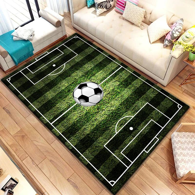 Soccer Football Sports Silhouette Pattern Carpet for Living Room Rugs Camping Picnic Mat Anti-Slip Rug Crawl Mat Fans Gift