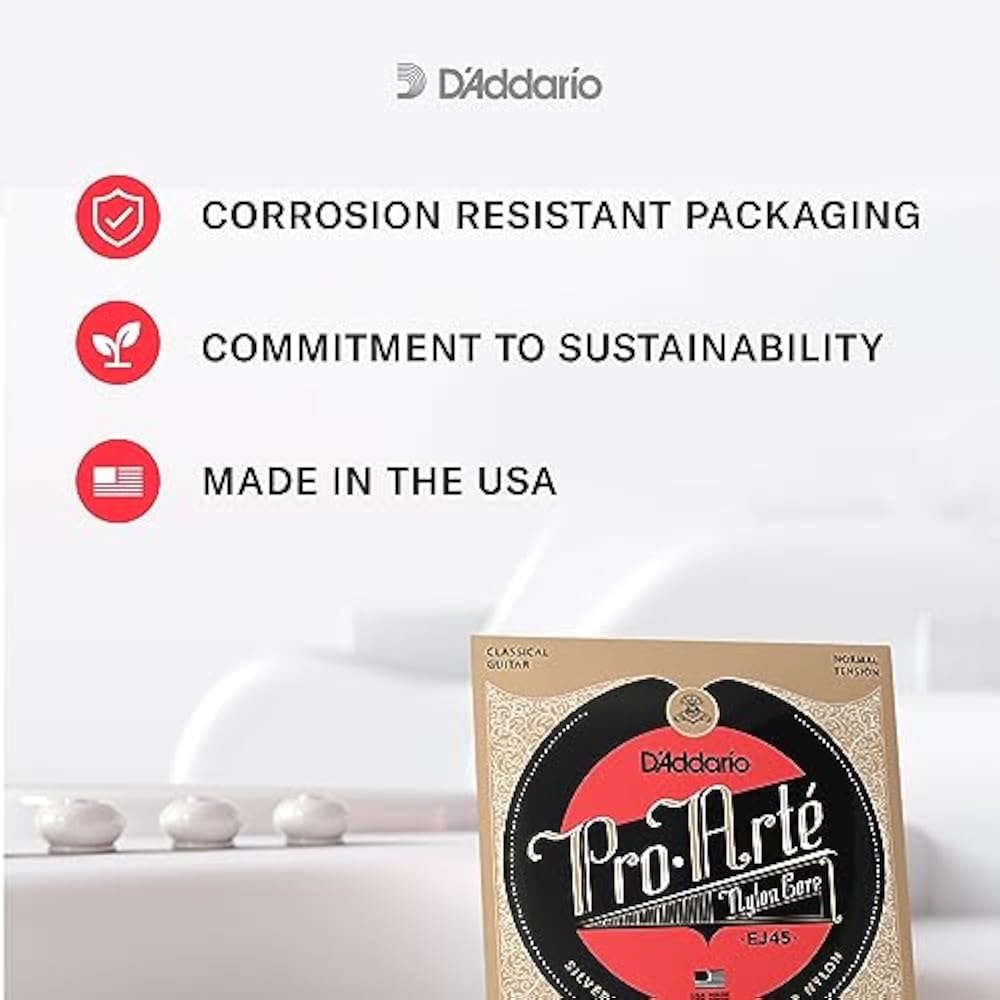 D'Addario Daddario Classical Guitar Strings Classics Silver Wound/Recessed Clear Nylon Normal EJ3...