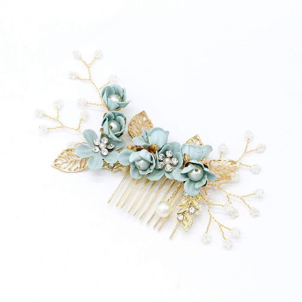 Gold Bridal Headwear: Handmade Pearl Hair Accessories Set