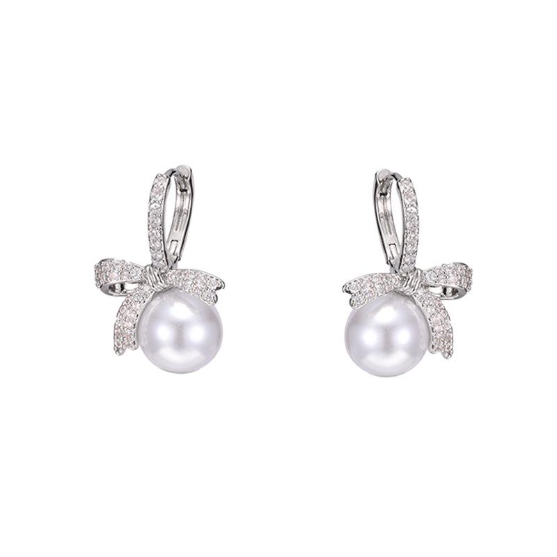 Pearl Bowknot Tassel Earrings - High-End Luxury Fashion Studs for Women