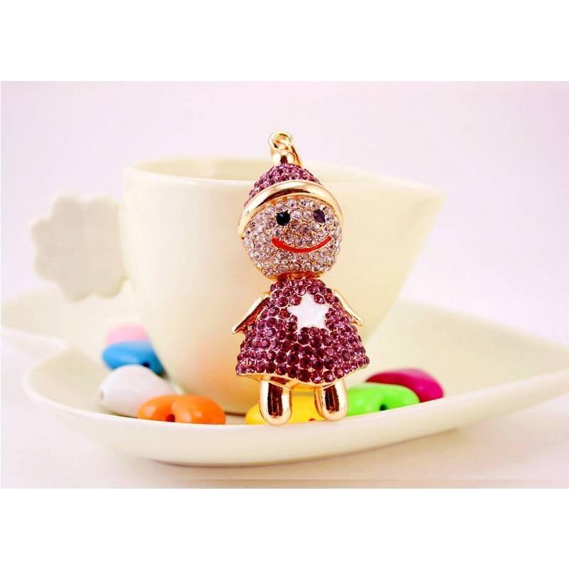 Cute Snowman Keychain For Women Sparkling Rhinestone Zinc Alloy Christmas Gift