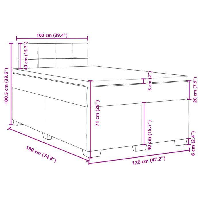 VidaXL Sommier à lattes de lit et matelas marron foncé 120x190cm tissu 3285830