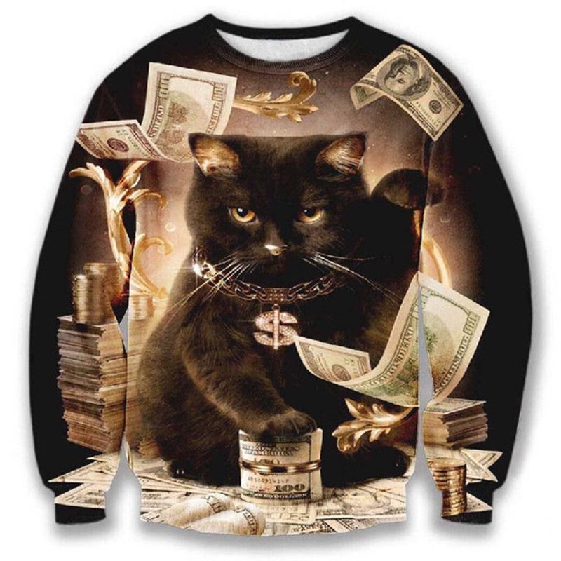 New Womenmen Cute Cat Funny Animals 3d Print Casual Sweatshirt Hoodie Pullover