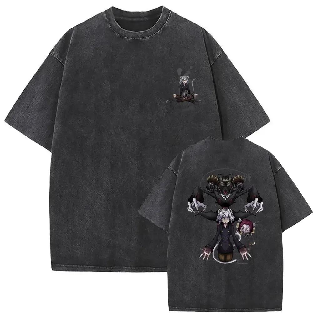 Killua Zoldyck Hunter X Hunter Graphic T-shirt Harajuku Washed T-shirts Men Women Cotton Casual Oversized Short Sleeve T Shirts