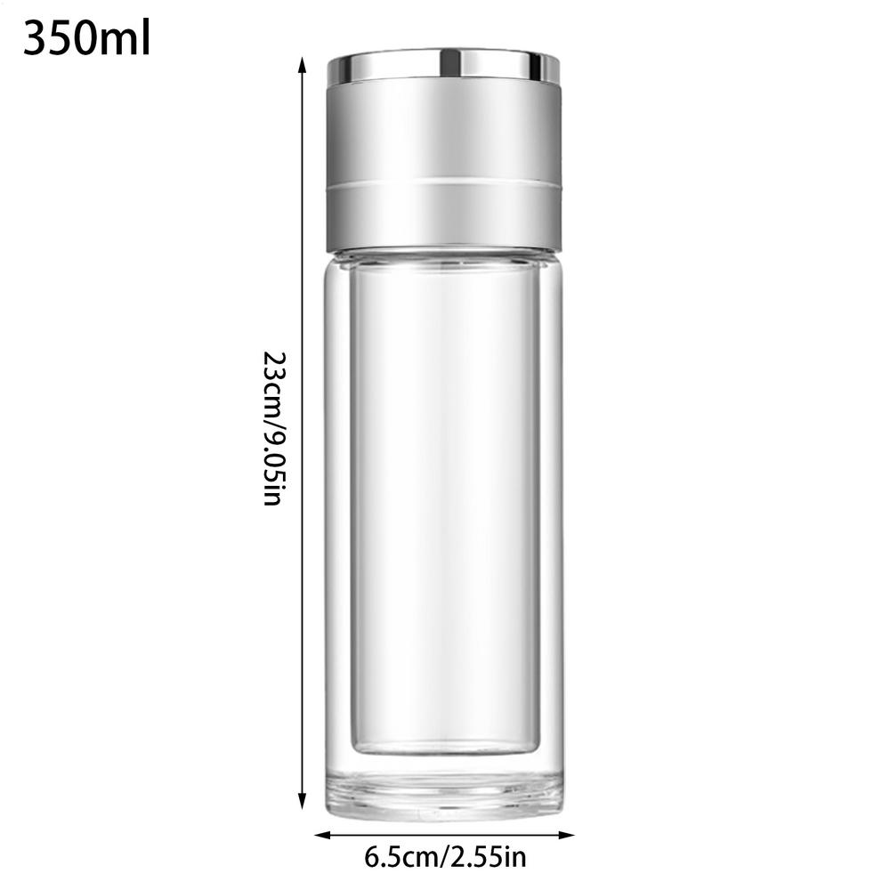 350/430ml Portable Quick Opening Glass Water Bottle Business Style Double Layer Tea Water Coffee Mug For Travel Home Car Office