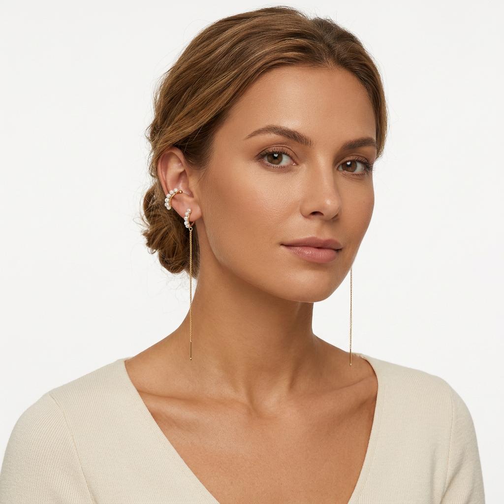 EX154 Earrings New Stylish Elegant Pure Desire Tassel Ear Cuff Ear Thread Trendy Stud Earrings for Women