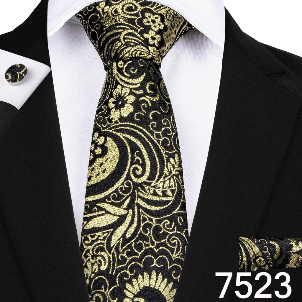 Męskie krawaty jedwabny czerwony krawat Hanky ​​spinki do mankietów zestaw formalne wesele nowość