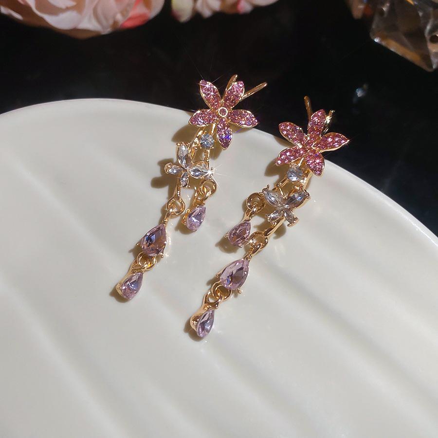 Diamond Crystal Star Tassel Pearl Earrings: Luxurious High-end Fashion Studs