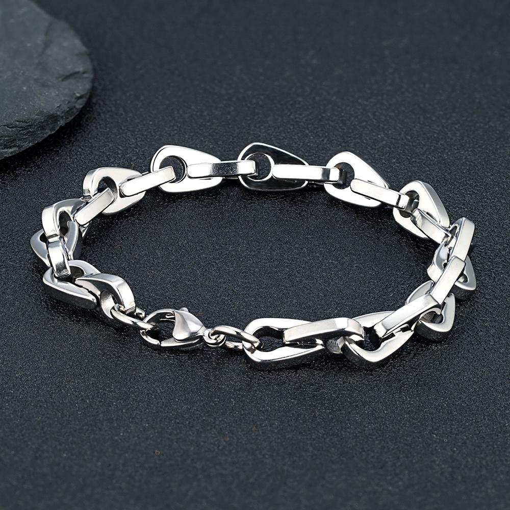 Punk Heavy Horseshoe Link Chain Bracelets for Men Vintage Oxidized Clip Chain Wristband Chunky Jewelry