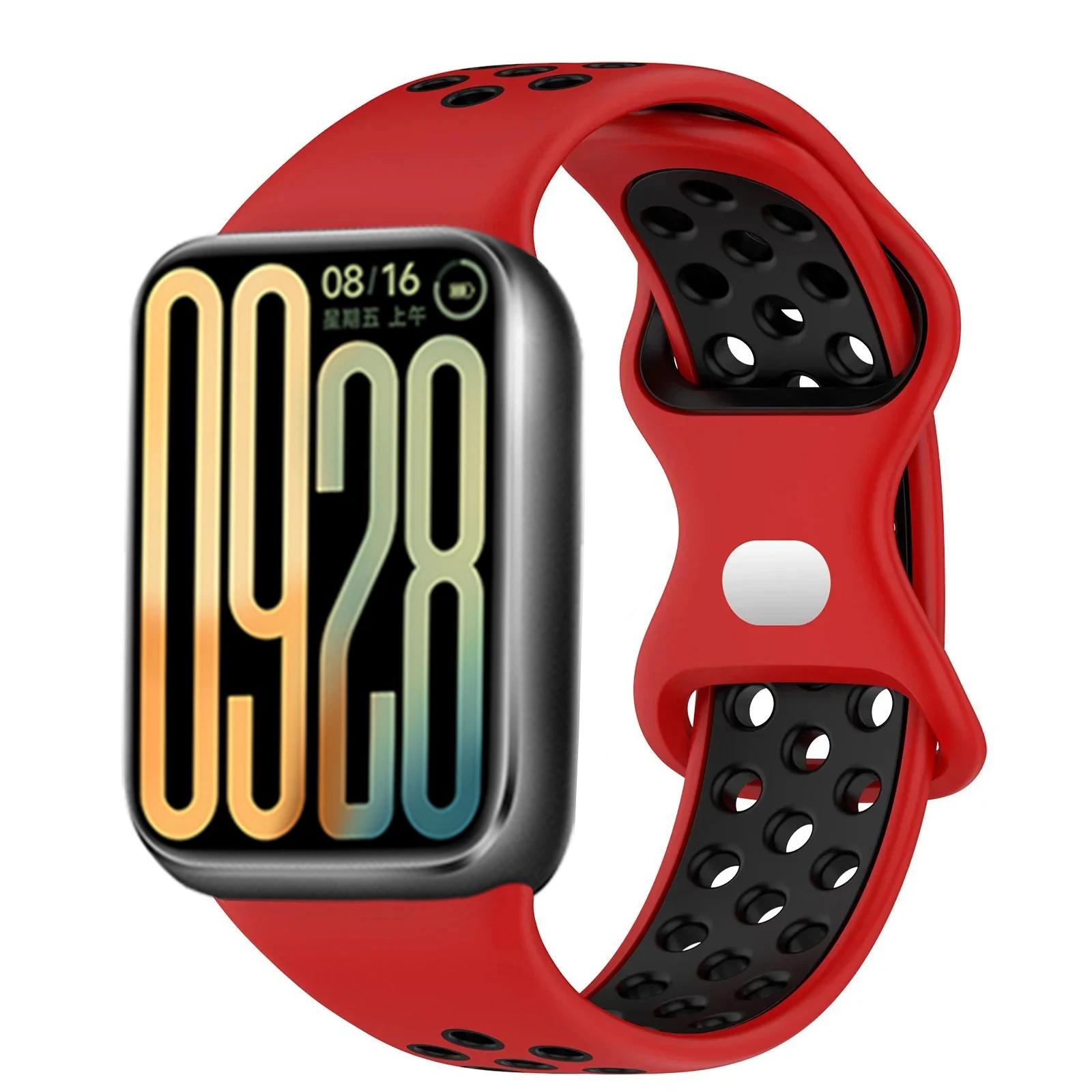 

Soft Silicone Strap for Xiaomi Mi Band 8 Pro/9 Pro Sports Breathable Bracelet Wristband for Redmi Watch 6 5 4 Correa Accessorise Xiaomi mi band 9 Pro красный черный