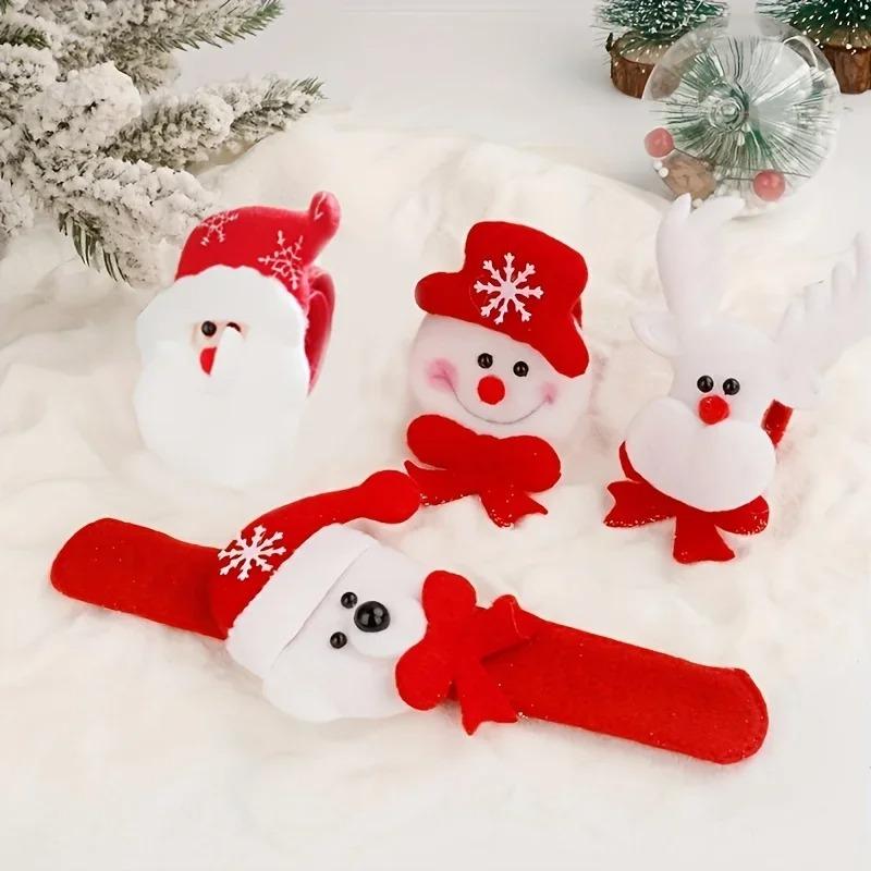 12-96PCS Christmas Cartoon Slap Bracelet Cute Party Toy Wristband Gift for Kids Girls Boys Holiday Decoration Accessories