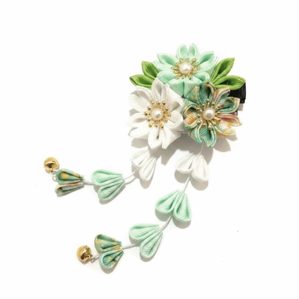 

Cloth Material Sakura Flower Hair Clip Handmade Japanese Kimono Headwear Traditional Wear