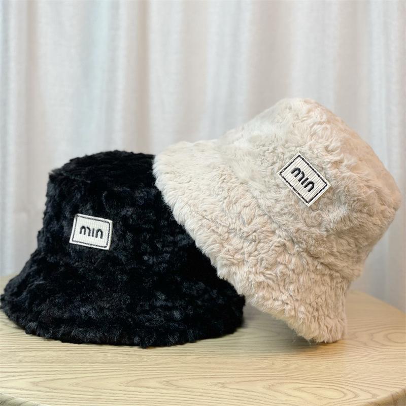 Hat Women's Velvet Thickened Warm Fisherman Hat Women's Korean Style Face Showing Cute Versatile Cold Hat Warm Hat Large Brim