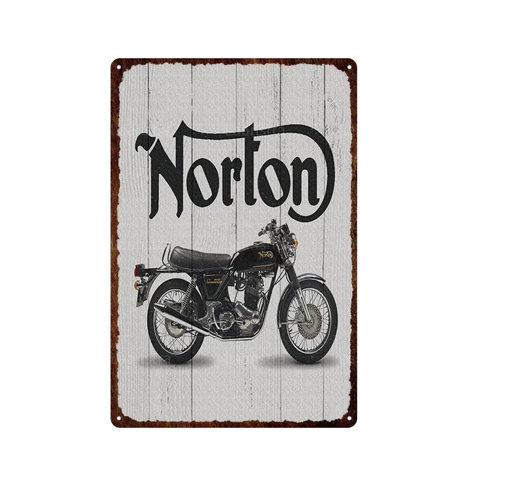 Vintage Norton Motorcycle Metal Poster Retro Plaque Wall Art Painting Plate Bar Garage Decor Vintage Tin Sign Home Decor Poster