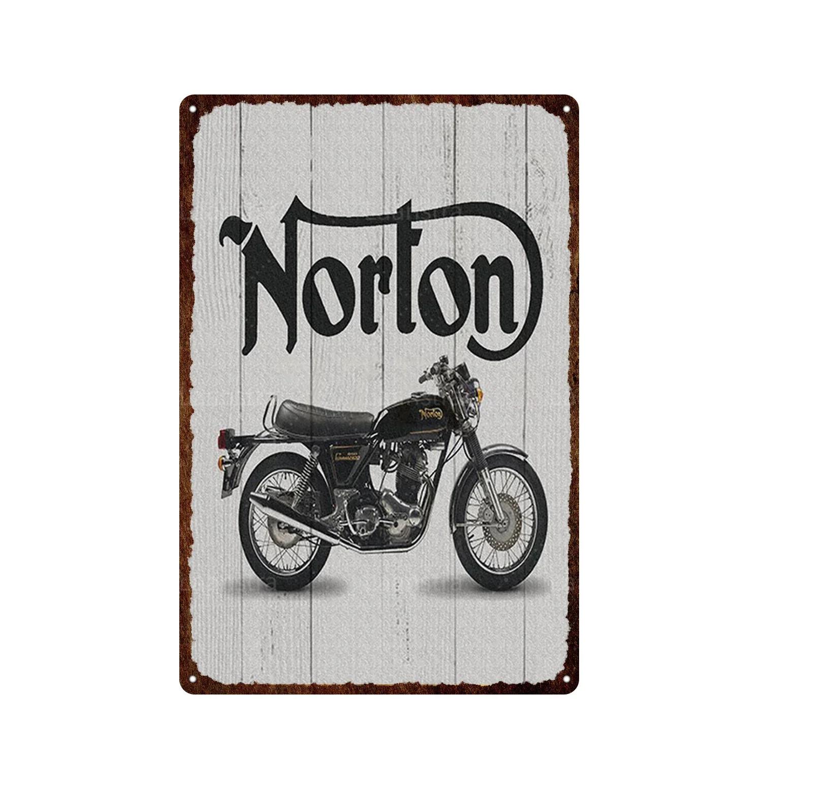 

Винтажный металлический постер мотоцикла Norton, ретро-доска, настенная живопись, тарелка, декор для бара, гаража, винтажная жестяная вывеска, домашний декор, постер 20x30cm