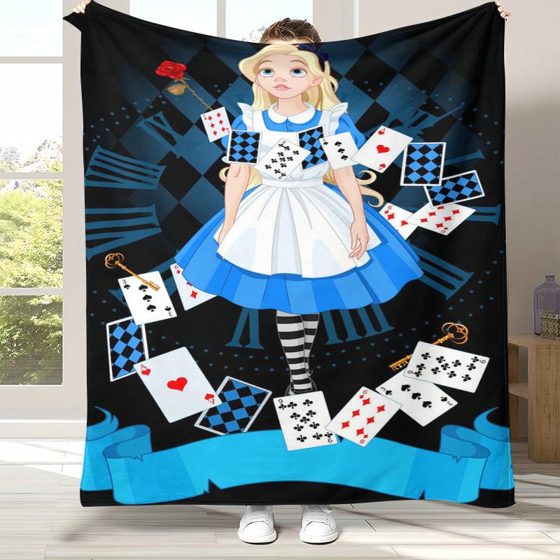 Alice im Wunderland Cartoon Cheshire Katze Flanelldecke, Ultraweiche Warme Plüschdecke für Zuhause Schlafzimmer Bett Sofa Abdeckung Kindergeschenk
