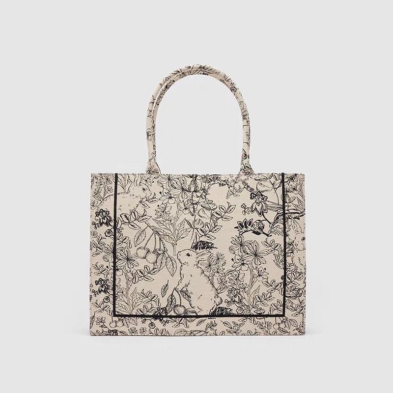 2025 new women's bag fashion summer retro presbyopia computer canvas tote bag versatile embroidered messenger handbag