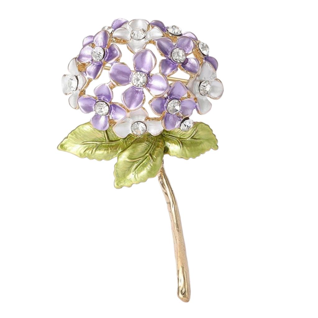 Elegant Hortensiabrosje i hvite toner Sofistikert blomsternål for moteriktige kvinner som søker stil og detaljer