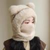 Coldproof Scarf Mask Integrated Hat Warm Lining Cartoon Children Windproof Hooded Hat Face Guard Neck Warmer Windproof Hood