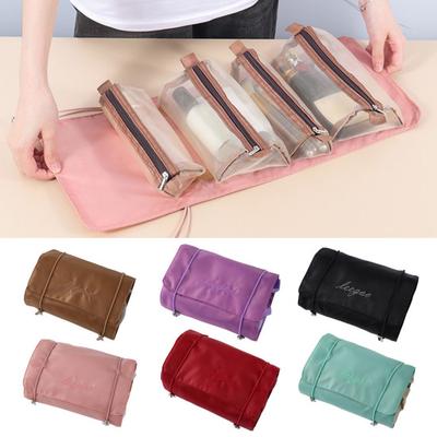 4-in-1 Makeup Bag for Women Detachable Mesh Cosmetic Storage Bag Folding