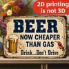 Tin Sign Beer Now Cheaper Than Gas Vintage Pub Bar Metal Wall Decor   Retro Drinking Funny Quote Plaque for Man Cave Garage Kitc