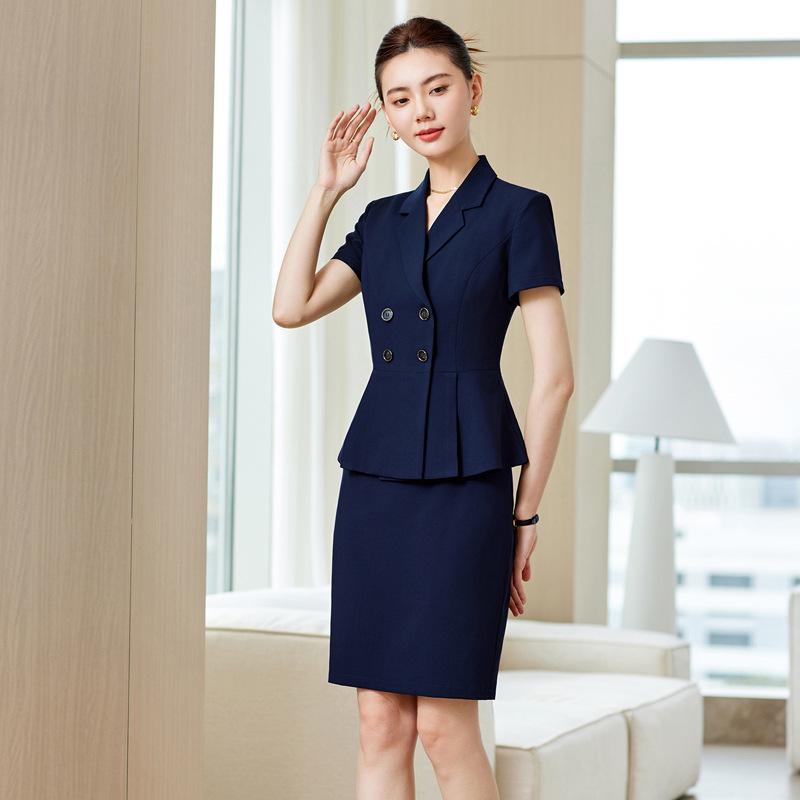 Women s Summer Short-Sleeve Business Suit Set - Hotel Manager & Room Service Uniform S