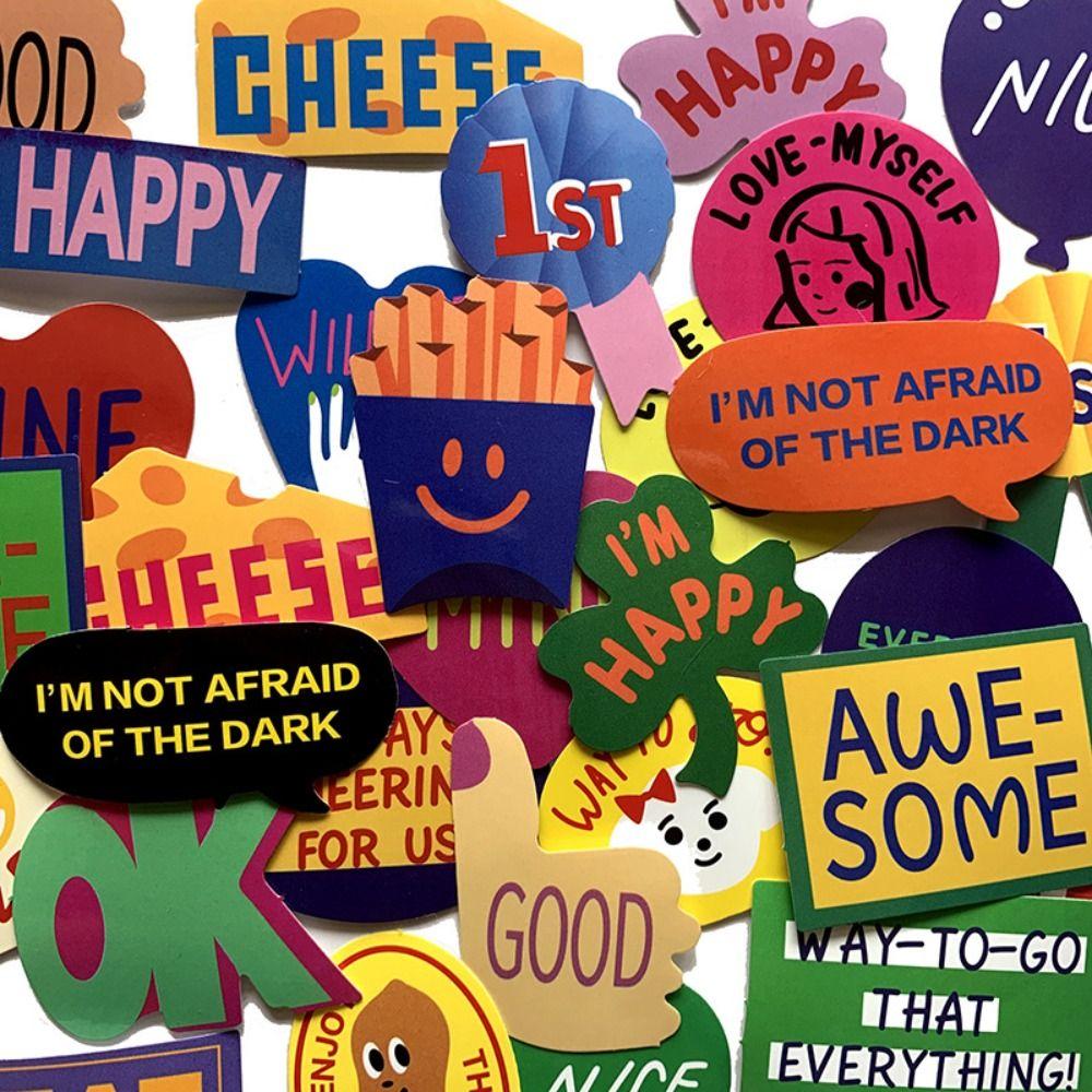 

Colored DIY Decal Sticker Letters Skateboard Sticker English Mood Text Sticker Phone