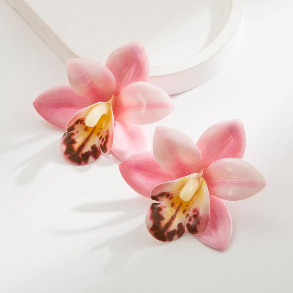 Silver Needle Flower Stud Earrings Beach Jewelry Vacation Style Earrings  Party Style 6