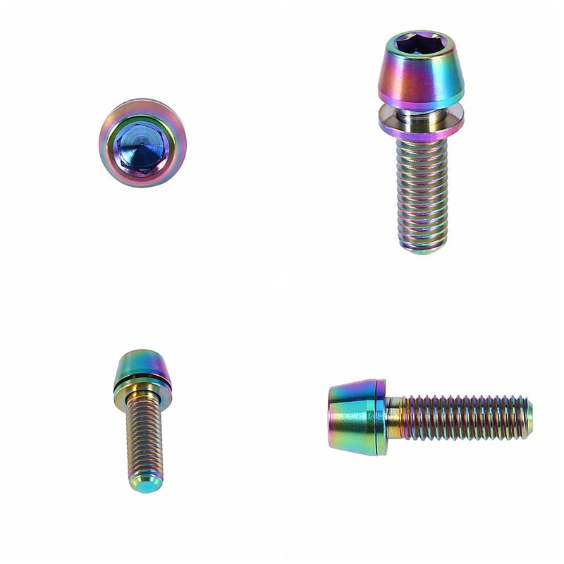 2Pcs Titanium Alloy Bicycle Bike Bolts Tapered Head Screw Fastener /& Washer