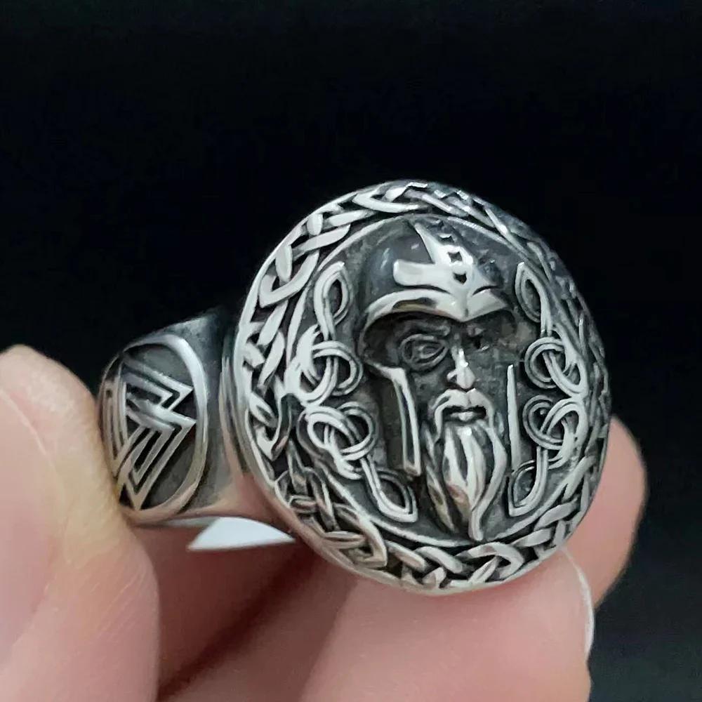Vintage Viking Men Rings Stainless Steel Ethnic Belief Nordic Odin Compass Tree of Life Valknut Ring Amulet Jewelry