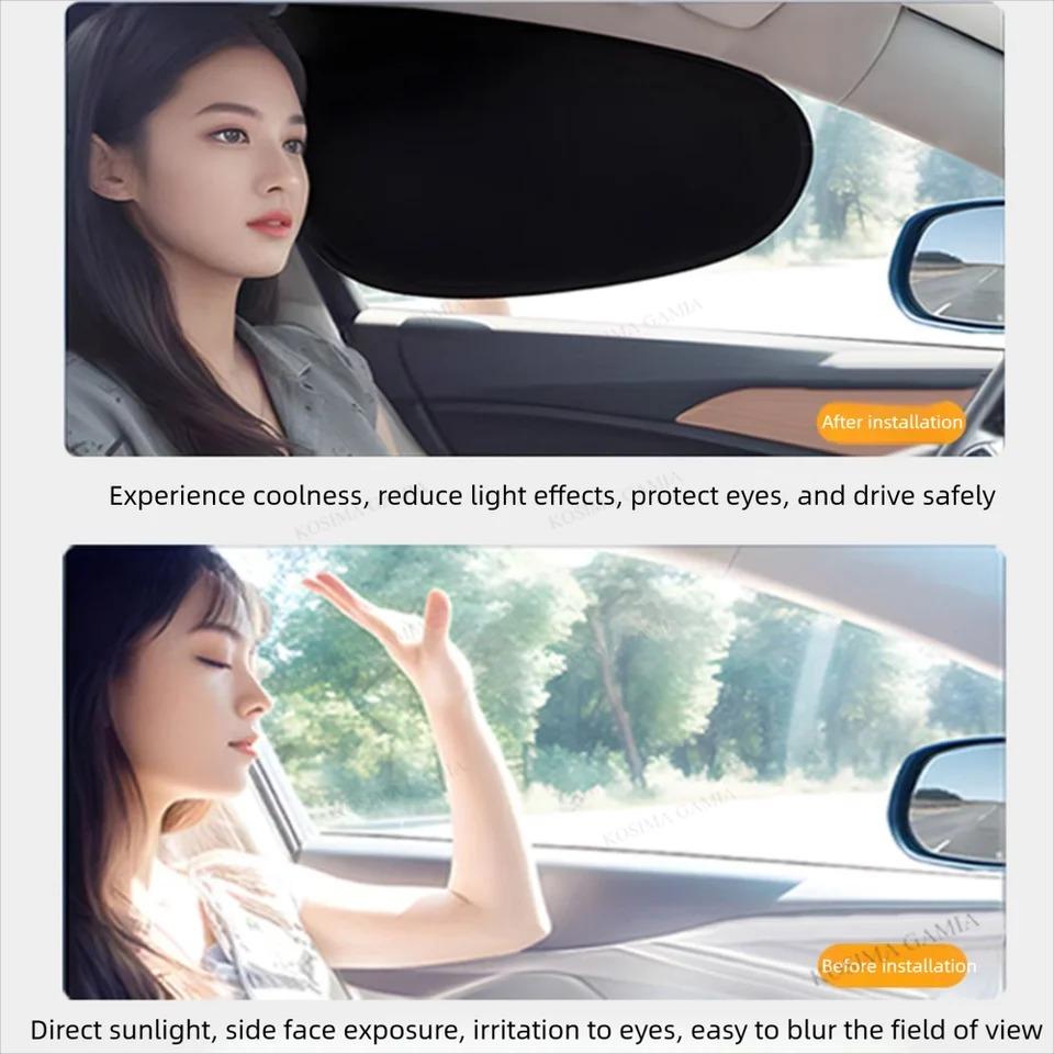 1Set Copertină Auto Autocolantă pentru Geam Lateral, Copertină de Soare pentru Mașină la Interior, Adsorbție Electrostatică, Perdea Laterală, Ecran Protector Termic pentru Mașină, Protecție Anti-Reflexie