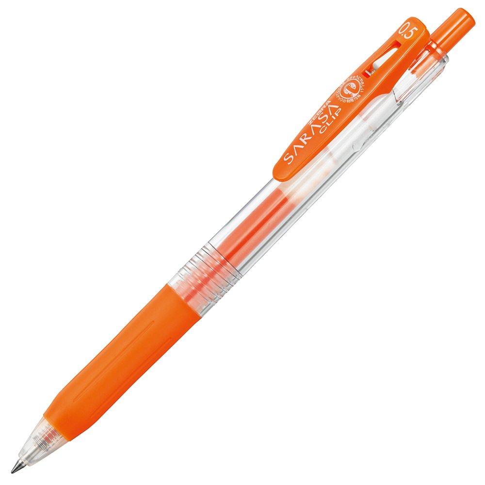 Zebra Sarasa Clip Gel Ballpoint Red Pen, 0.5mm, Orange, 10-Piece Set, B-JJ15-ROR