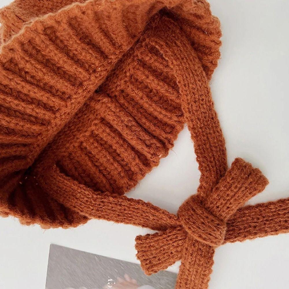Wool Hat Crochet Basin Cap Warm Cap Knit Beanie Sweet Strap Knitted Hat  Apparel Accessories