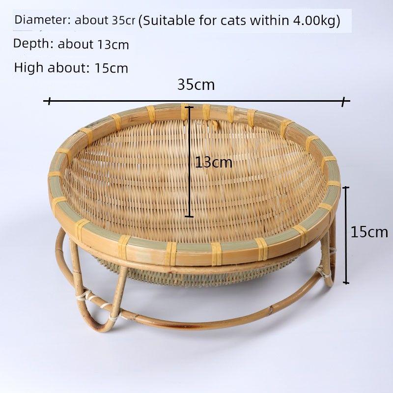 

Бамбуковое кошачье гнездо круглый год нейтральное летнее прохладное гнездо интернет-знаменитость ротанговая кошачья кровать домик будка съемный и моющийся товары для питомцев M-Medium Diameter 35cm (send cat pad)