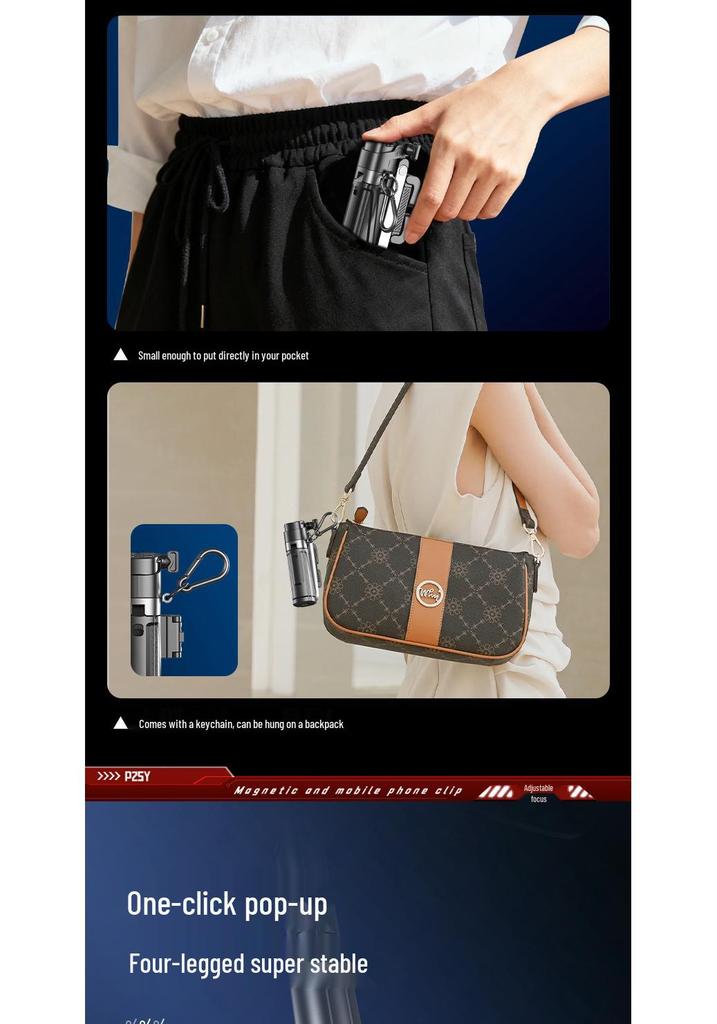 New P25Y Bluetooth Selfie Stick: Portable Zoom Photography Bracket for Mobile Phones