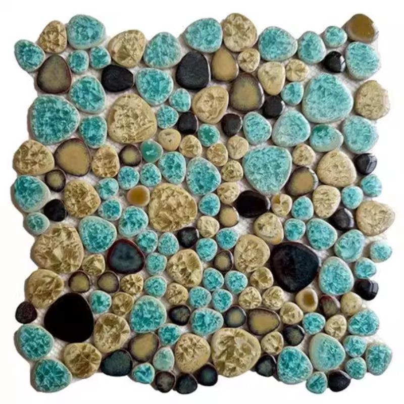 1 Stück 30x30cm Keramik Kiesel Mosaik Fliesen Spa Pools Fischteiche Badezimmer Anti-Rutsch Verschleißfest Boden Wand Dekor Fliesenblatt