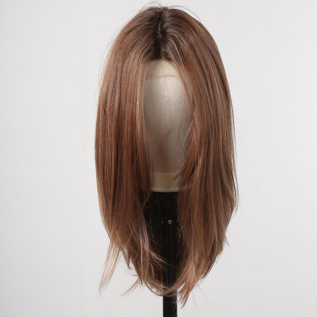 ALAN EATON Lace Wig Orange Brown Long Straight Wigs Synthetic Wigs for Women Hair Party Daily High Density Heat Resistant Fiber