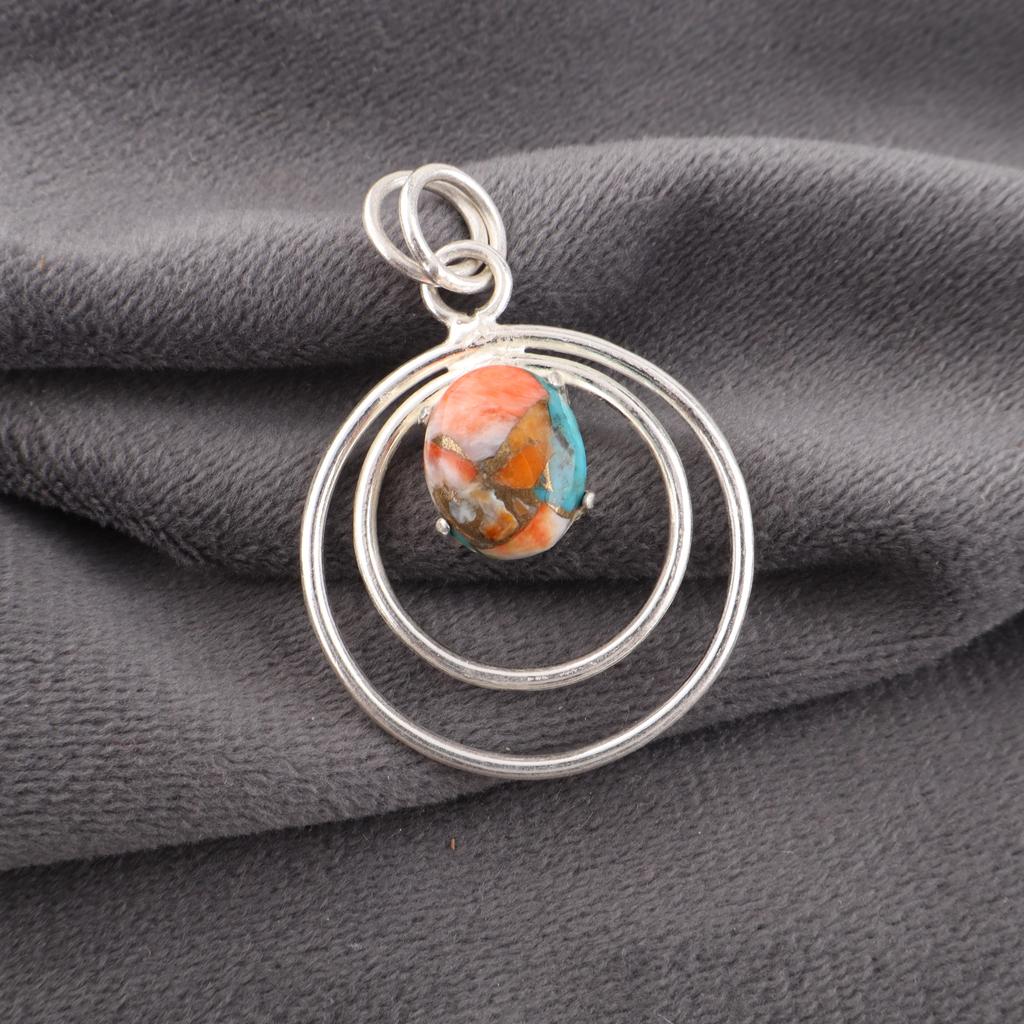 Spiny Oyster Handmade Gemstone Pendant, 925 Solid Sterling Silver Pendant Designer Jewelry, For Anniversary Gift