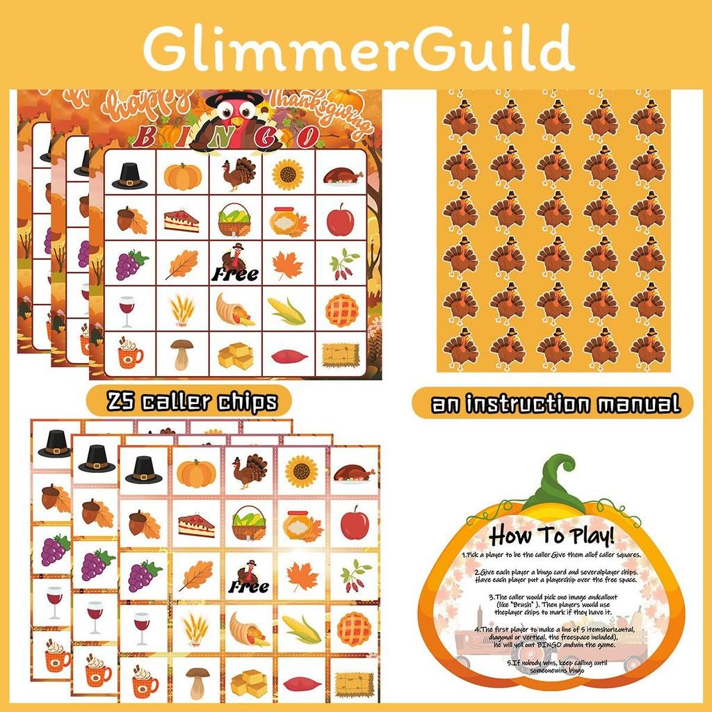 Party Themed Thanksgiving Fun Bingo Game Set With Paper Cards And Call Sheets