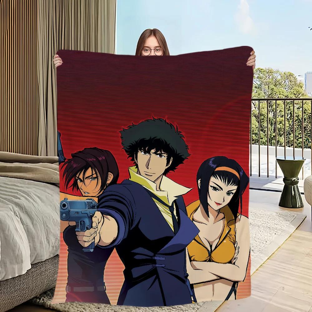 Warm Plush Anime Flannel Blanket for Living Room Sofa TV Office Bedroom Travel Gift CCOWBOY BBEBOP Series