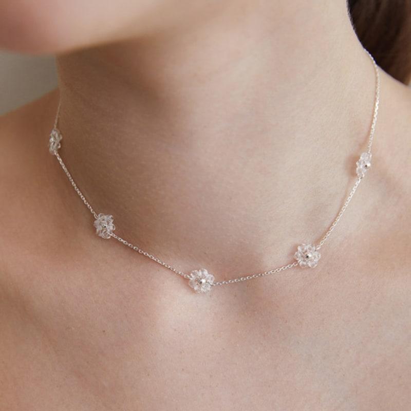 TATIANA (925 Silver) Crystal Flower Necklace NZ2401
