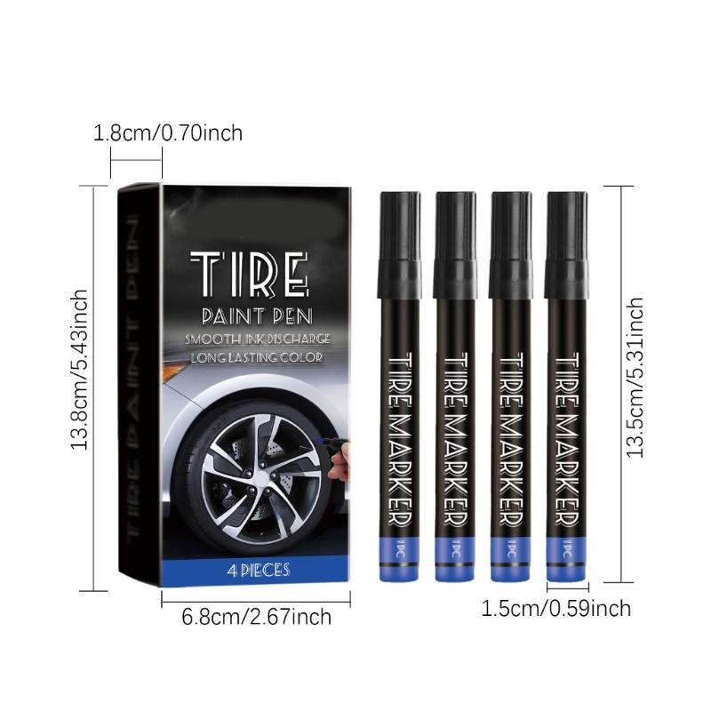 Pack Of 4 Waterproof Tire Labeling Marker Pens Stamps High Capacity Long Lasting Tire Paint For Car Motorcycle Bike Tire