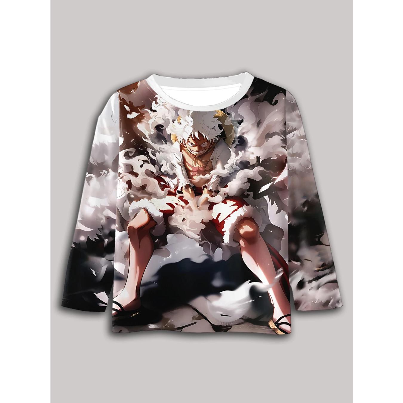 

Anime One Pieces Luffy Zoro 3D Print Children T-Shirts Long Sleeve Spring Fall Clothes Casual Round Neck Boys Tops 110