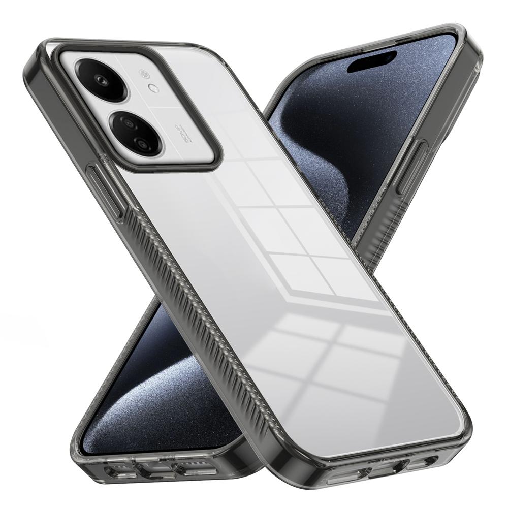 KEYSION Transparent Case for Xiaomi POCO C65 Soft TPU+PC Anti-slip HD Clear Shockproof Phone Back Cover for Redmi 13C 4G 5G