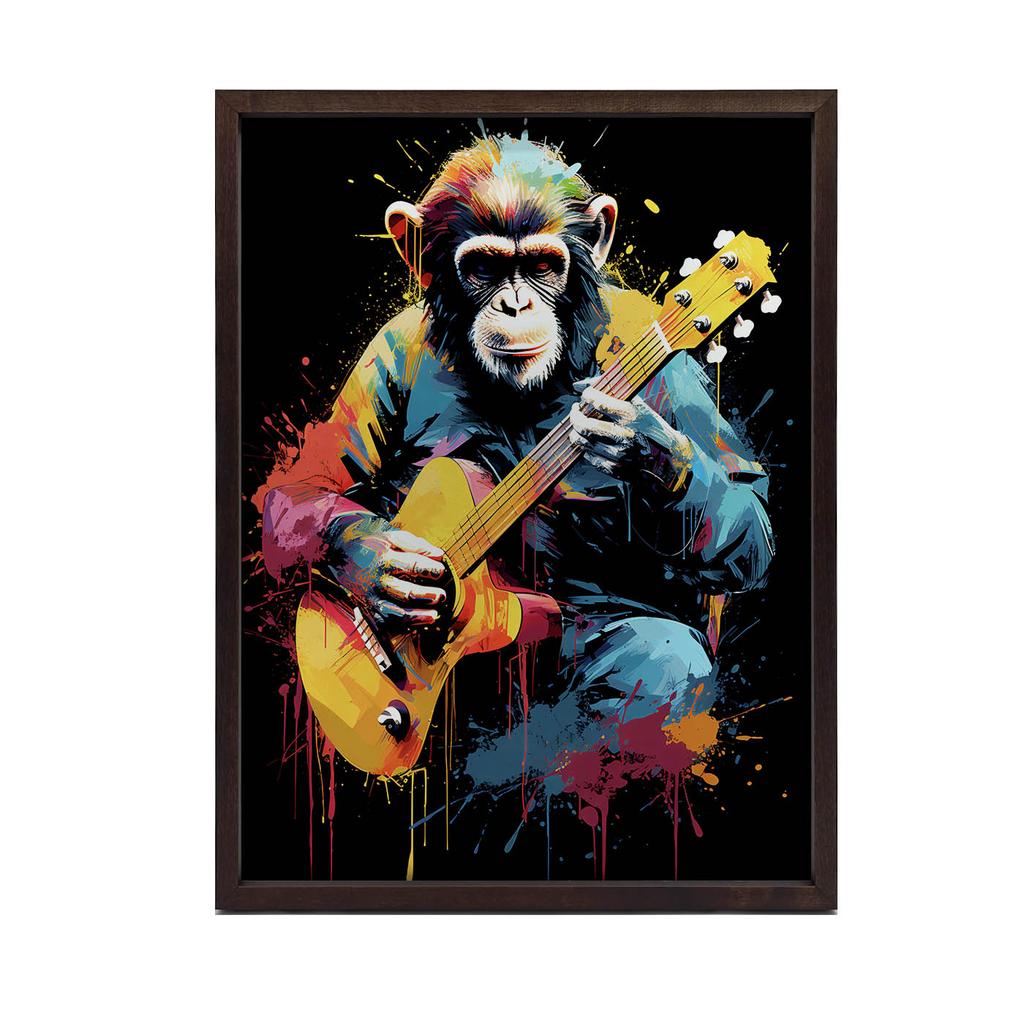 Małpa Z Gitarą Małpa Z Gitarą, 70X100 Cm, Rama Aluminiowa Czarna, Papier Matowy 230 Gsm