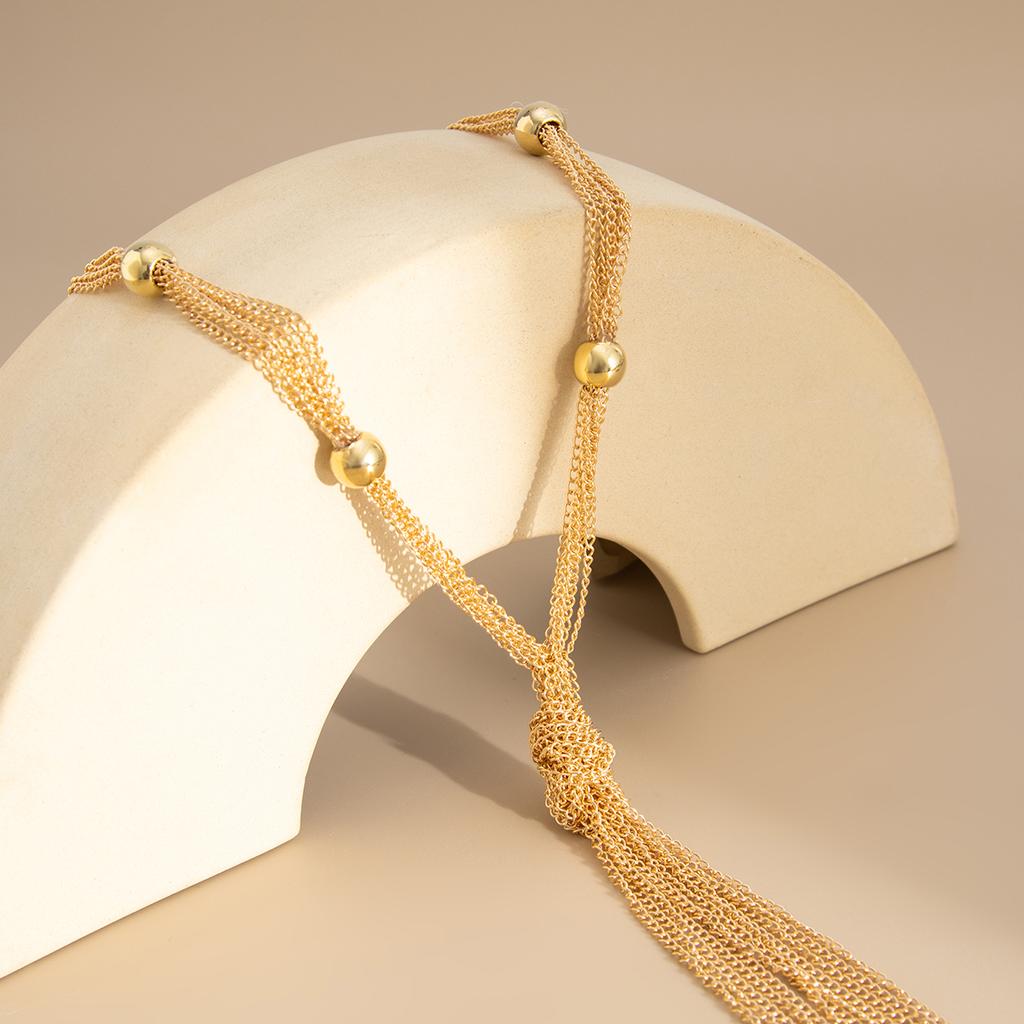 SHIXIN Elegante Collana con Ciondolo Nodo e Nappa Lunga da Donna Sexy Colore Oro Multistrato Catena per Maglione Gioiello per Collo Vestito