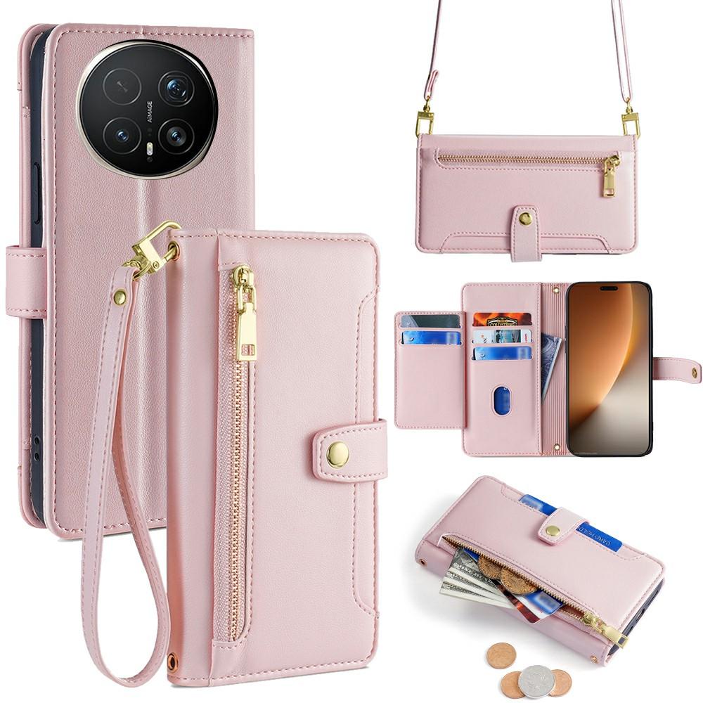 Etui Skórzane z Kieszonką na Zamek Błyskawiczny Portfel Pokrowiec na Telefon z 2 Paskami do Honor Magic8 Pro 5G