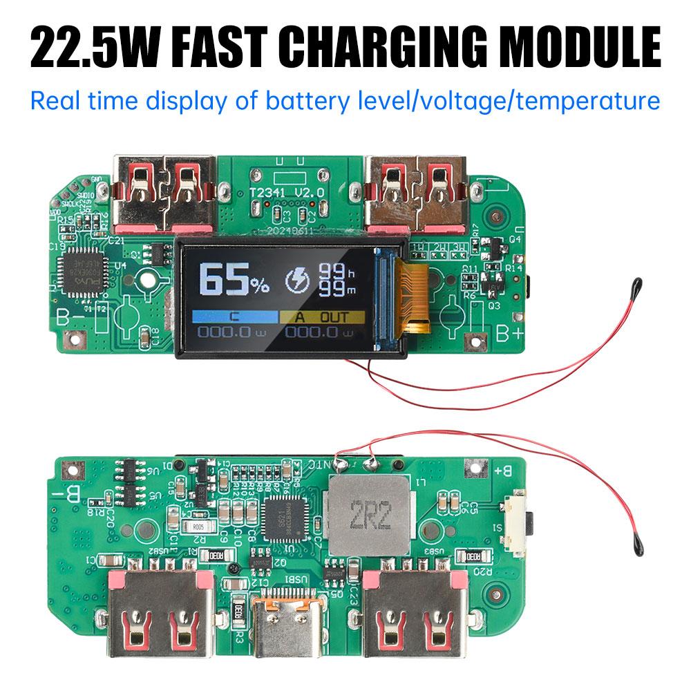 22,5W Schnelllade-Modul TFT-Farbdisplay Digitalanzeige Schnelles Laden Mobile Power Motherboard für ternäre Lithiumbatterie