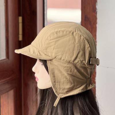 Bomber Hat Japonský Retro Bomber Hat Jednobarevná Ochrana Uší Zimní Čepice Větruodolná Sametová Pilotní Čepice Udržuje Teplo